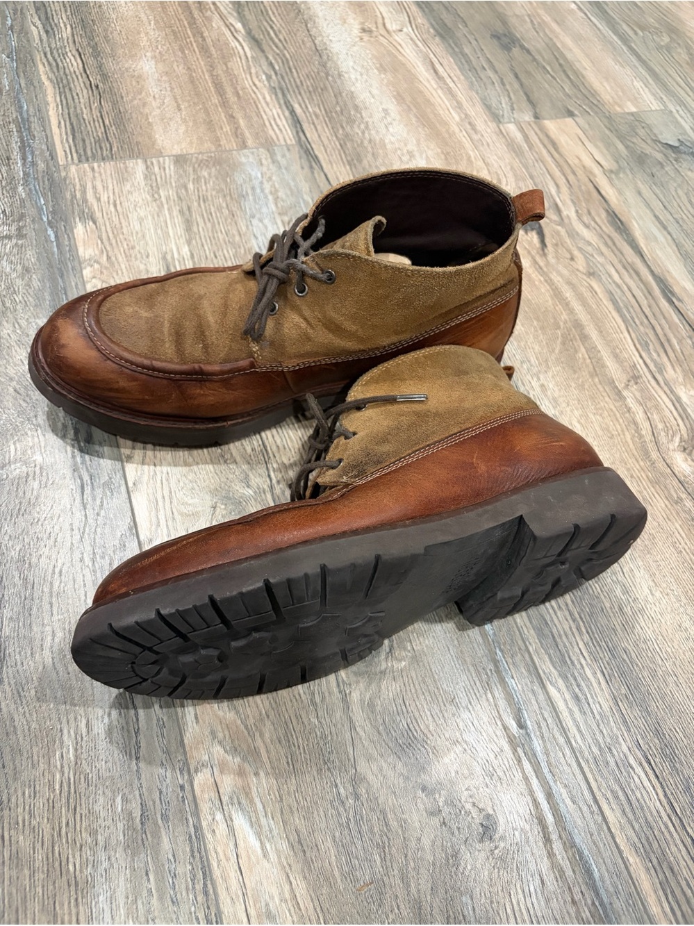 Johnston & Murphy Brown Suede and Leather Chukka Boots